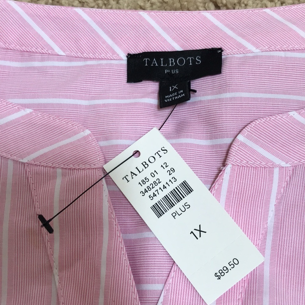 NWT! TALBOTS Size 1X pink front button cotton top… - image 4